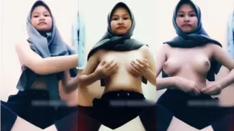 Fazreen Hijab Abu-abu Sange Pamer Dada Montok