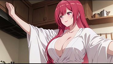 Anak Tiri Pulang Cepet, Lihat Istri Bapaknya Masak Pake Baju Tipis. Kureha Enomoto Cosplay Mesum (ai-generated)